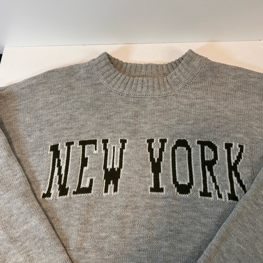 Just Polly Juniors'‎ Ribbed-Edge New York Crew Neck Relaxed Sweater Size XL